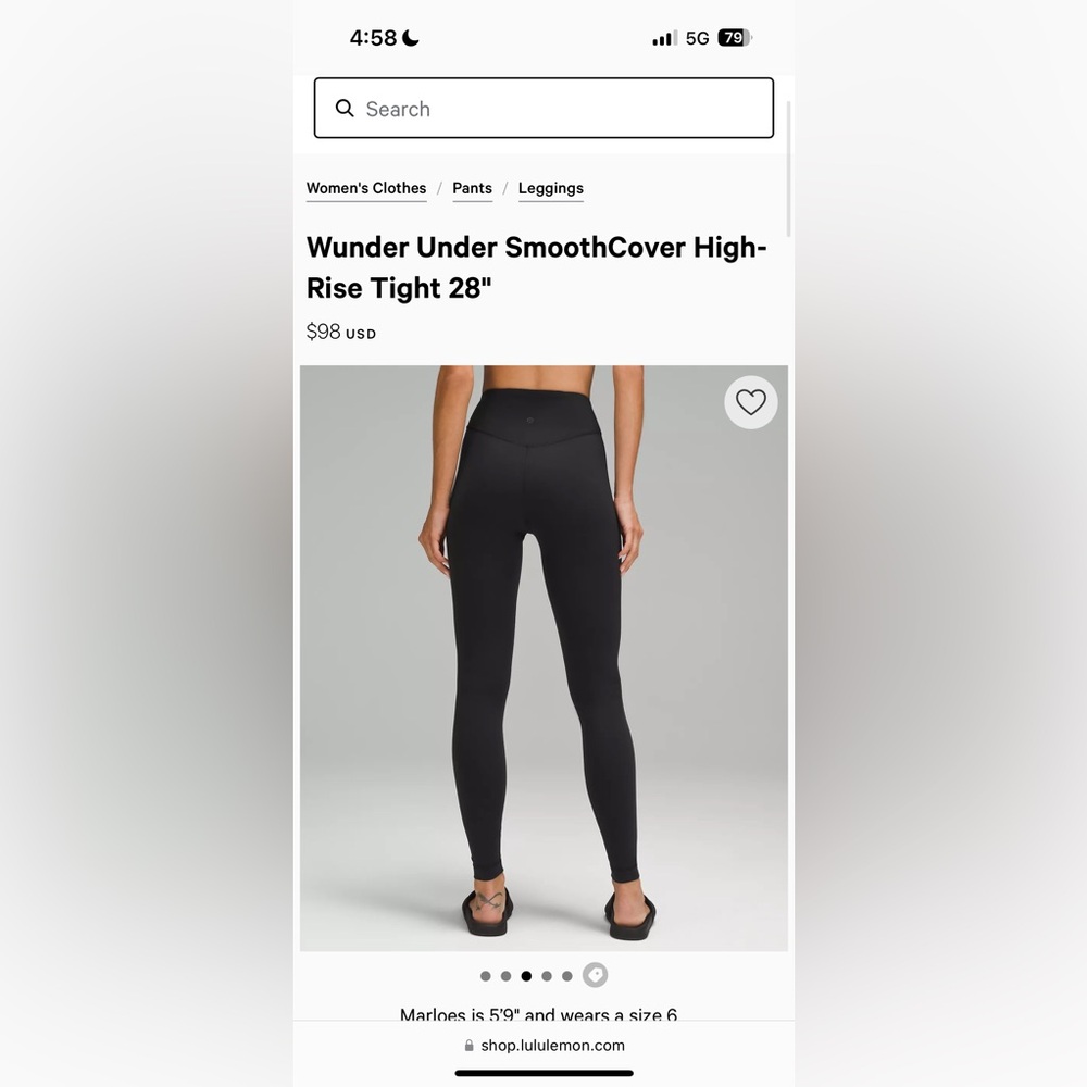 Black Lululemon High Rise Leggings- Size 4, Length 28”